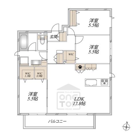 ヴィラソーレ(3LDK/3階)の間取り写真