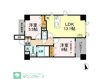 サンピタリア東船橋(2LDK/3階)の間取り写真