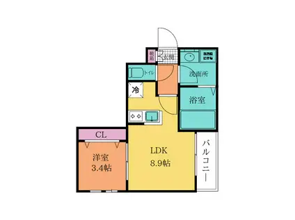 CHERIM Uシェリム ユー(1LDK/3階)の間取り写真