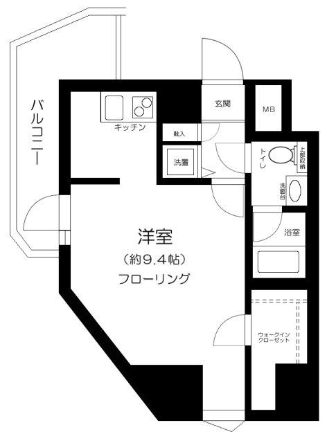 パレステュディオ六本木(1K/14階)の間取り写真