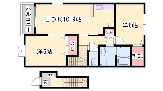 ディアス・カーサ(2LDK/2階)の間取り写真