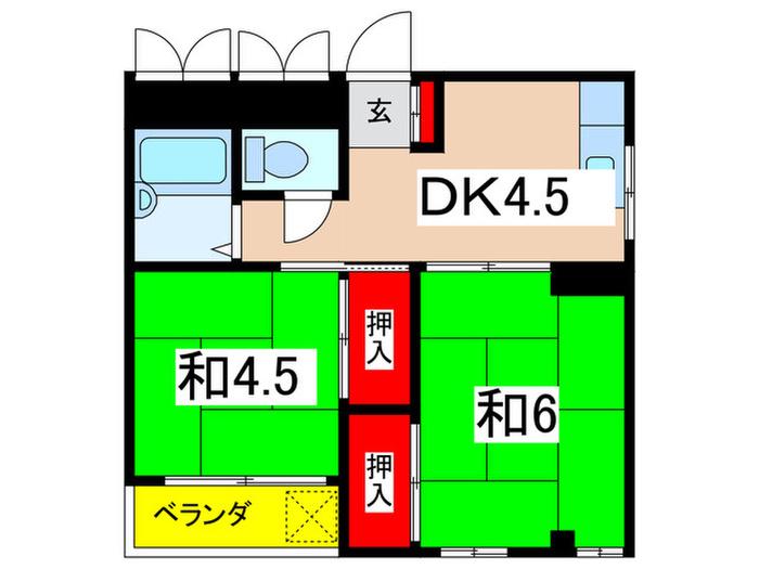 櫻井ビル(2DK/2階)の間取り写真