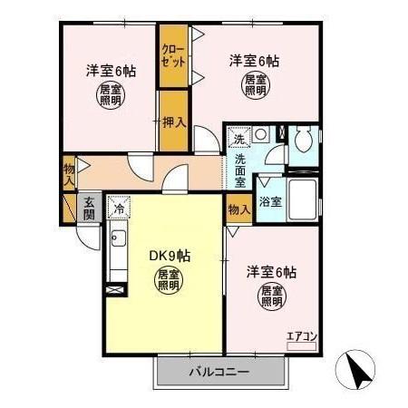 パストラル 壱番館 1(3DK/1階)の間取り写真