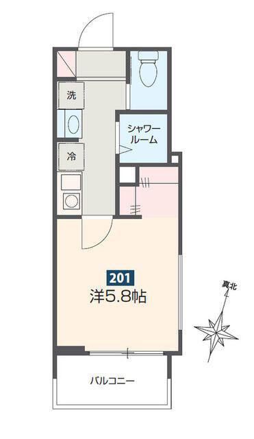 MELDIAかしわ台2(1K/2階)の間取り写真