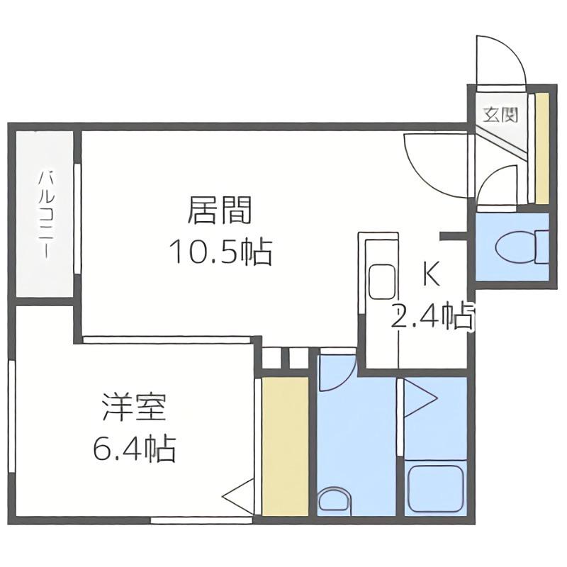 HOKO南高前(1LDK/3階)の間取り写真