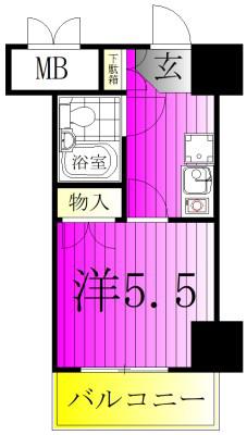 コンフォール小泉(1K/4階)の間取り写真