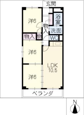 グレース名西(3LDK/2階)の間取り写真