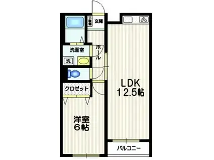 キャッスル高根KO(1LDK/1階)の間取り写真