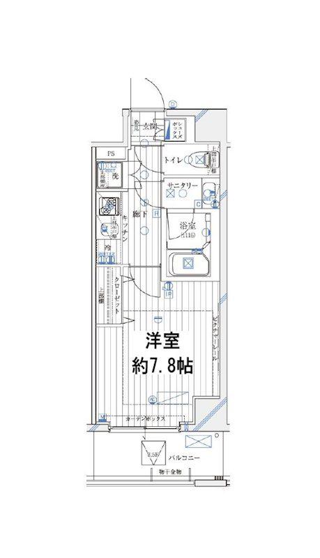 レガリス愛宕御成門(1K/7階)の間取り写真