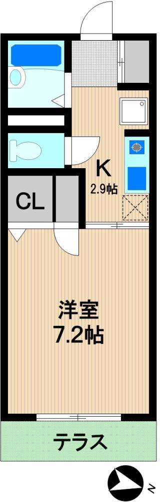 ハピネスA(1K/1階)の間取り写真