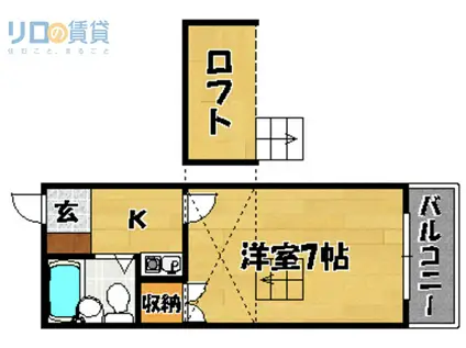 地下鉄今里筋線 井高野駅 徒歩4分 2階建 築34年(1K/2階)の間取り写真