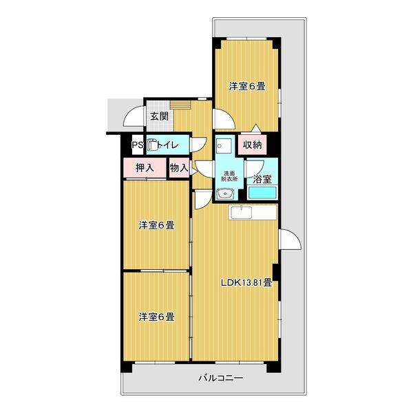 クリスタル・アイ(3LDK/3階)の間取り写真