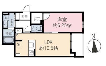 高砂3丁目パレス(1LDK/2階)の間取り写真