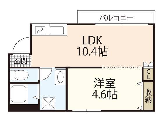 カズヒロハイツ(1LDK/3階)の間取り写真