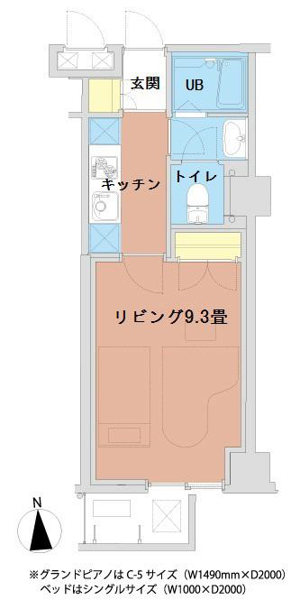 新百合 和田文ビル(1K/5階)の間取り写真
