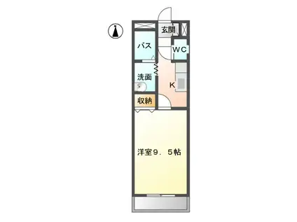 フレンドスクエア(1K/2階)の間取り写真