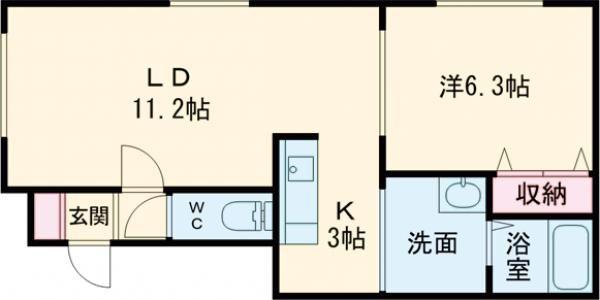 ノリータカムイ(1LDK/2階)の間取り写真