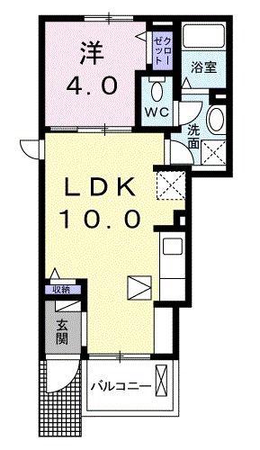 クラール・イーブンベルク A(1LDK/1階)の間取り写真