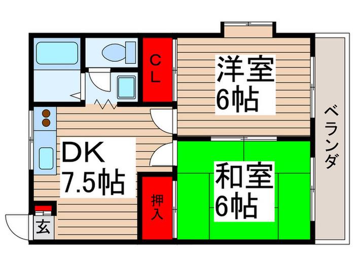 ハイム森嶋(2DK/2階)の間取り写真