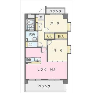レーヴシェソワ(2LDK/3階)の間取り写真