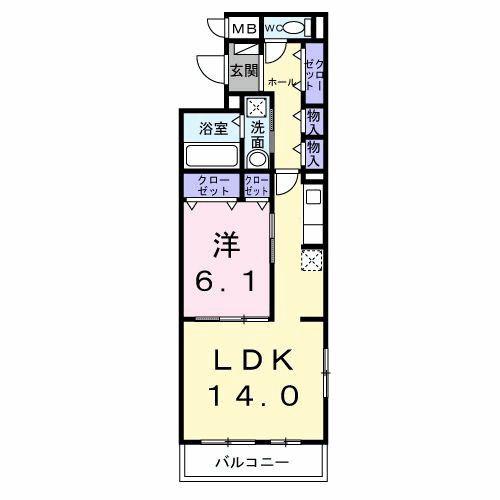 グレイス エス(1LDK/2階)の間取り写真
