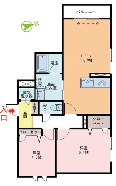ベレオ杉本(2LDK/2階)の間取り写真