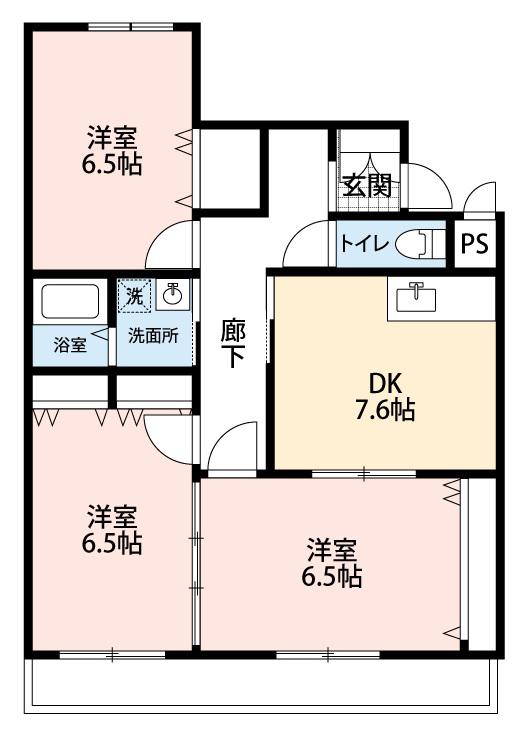 COZY山王(3DK/3階)の間取り写真