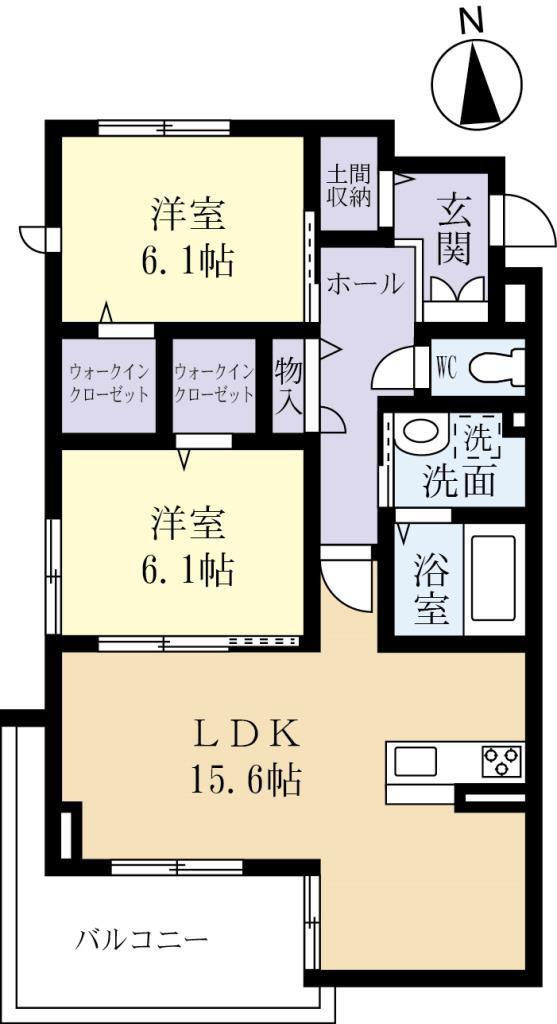 ハレレア(2LDK/2階)の間取り写真