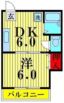 ビーンズバレー(1DK/1階)の間取り写真