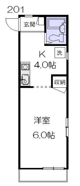 つつじハイム(1K/2階)の間取り写真