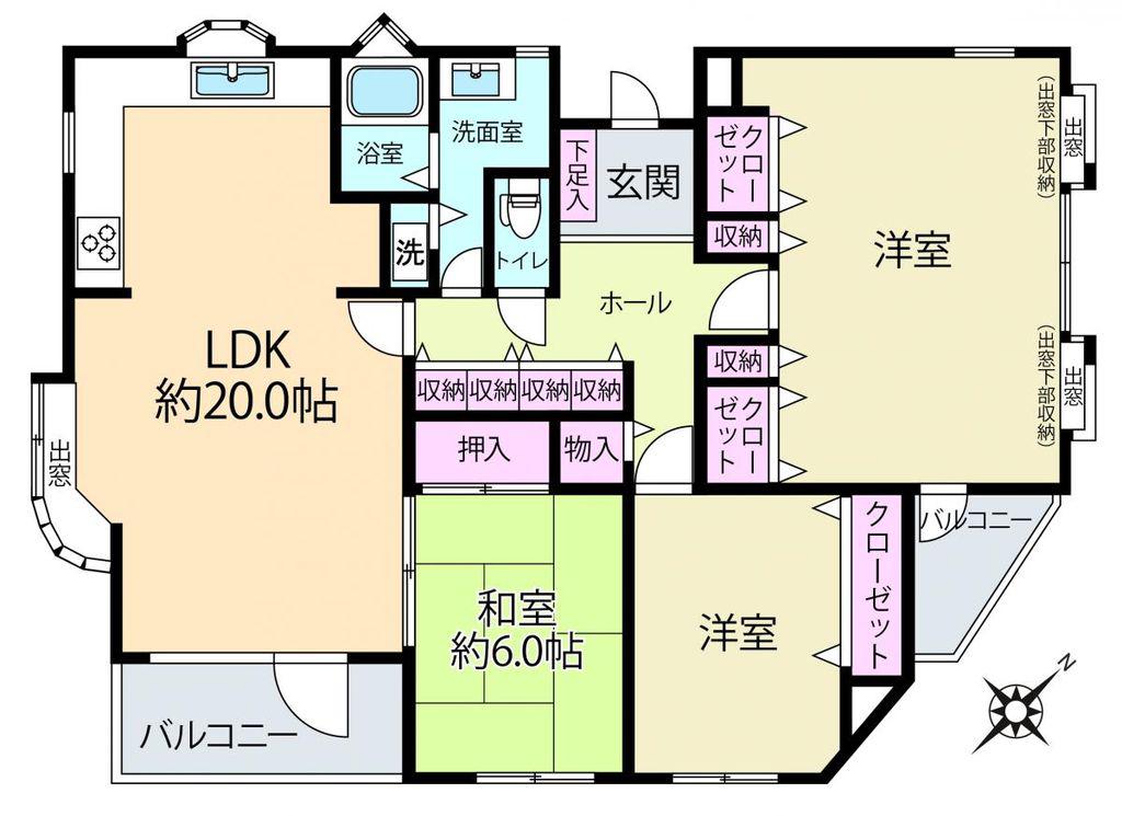 ロワレール港南丸山台(3LDK/3階)の間取り写真