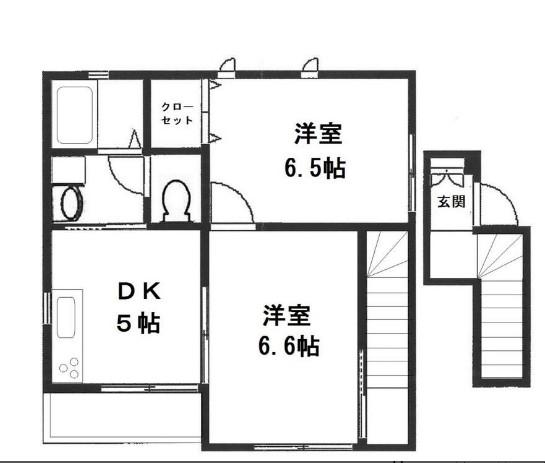 フェリーチェ D棟(2DK/2階)の間取り写真