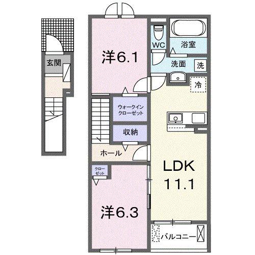 セリーンガーデン IV(2LDK/2階)の間取り写真