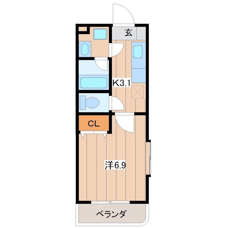 ベルデビエント(1K/1階)の間取り写真