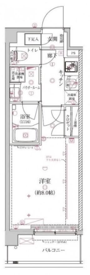 クレイシア森下(1K/1階)の間取り写真