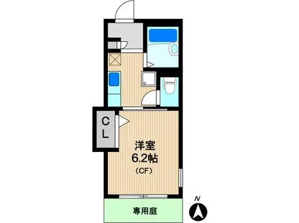 オヴェスト大師本町(1K/1階)の間取り写真