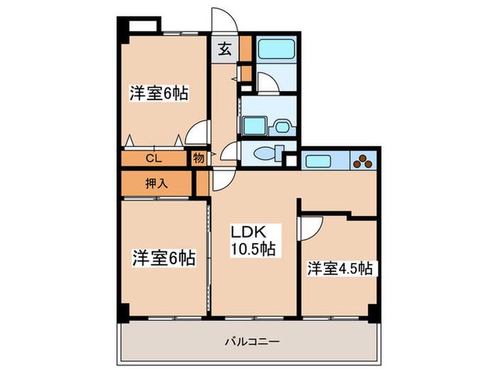 クリオ淵野辺伍番館(3LDK/5階)の間取り写真