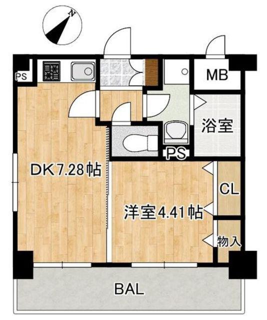 M′S NACER(1DK/6階)の間取り写真