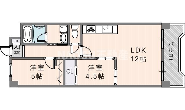 セジュール(2LDK/3階)の間取り写真