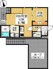 GRANDTIC 神宮南(1LDK/2階)の間取り写真