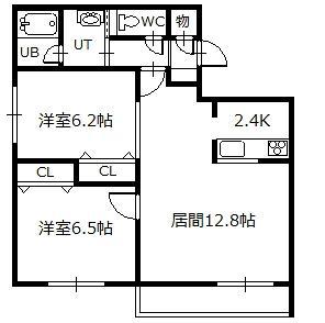 ベルオーブドゥ(2LDK/4階)の間取り写真