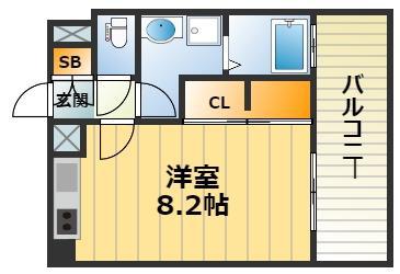 ベルヴィ六甲(ワンルーム/8階)の間取り写真
