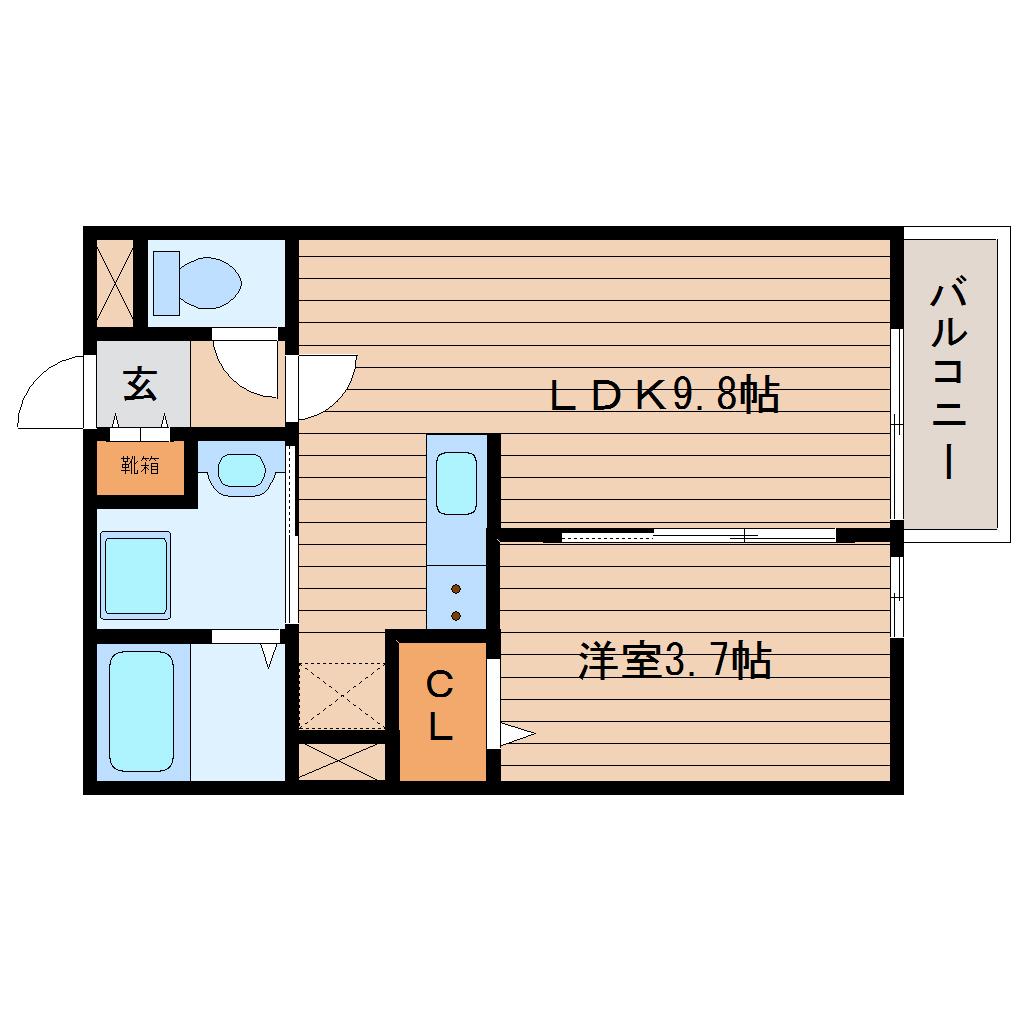 ウェルシャトー旭ヶ丘1番館(1LDK/2階)の間取り写真