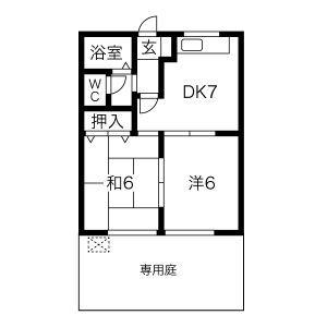 アベニューカサギ514(2DK/1階)の間取り写真
