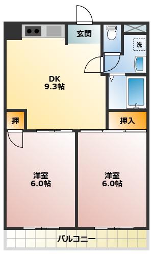 ニューライフ赤塚マンション(2DK/2階)の間取り写真