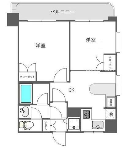 ワコーレ多摩川(2DK/5階)の間取り写真