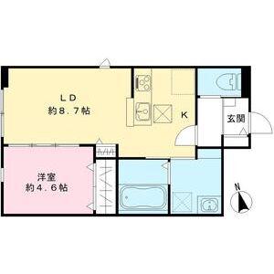 オリビア苦楽園(1LDK/1階)の間取り写真