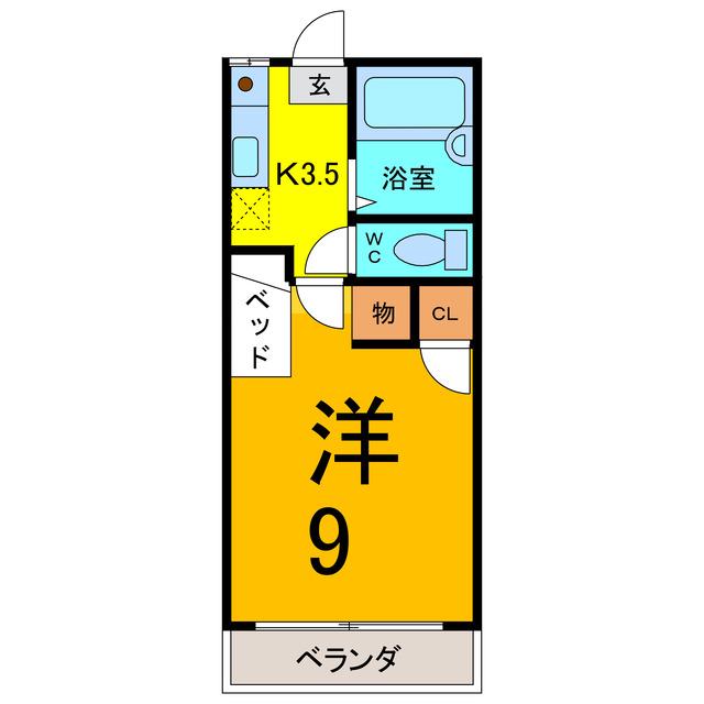 エンゼルハイム野口(1K/2階)の間取り写真