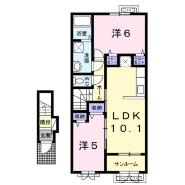 SUNNYCOURT(2LDK/2階)の間取り写真