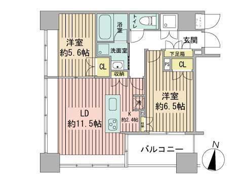 ラフィネタワー札幌南3条(2LDK/17階)の間取り写真